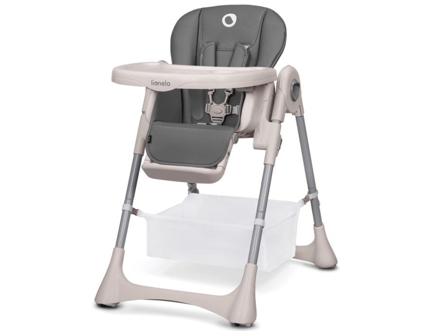 Lionelo Zanna – een praktische en inklapbare kinderstoel met een compact en lichtgewicht design, voorzien van een verstelbare rugleuning en een afneembaar eetblad, ontworpen voor gemak, comfort en eenvoudig opbergen, ideaal voor thuis en op reis.
