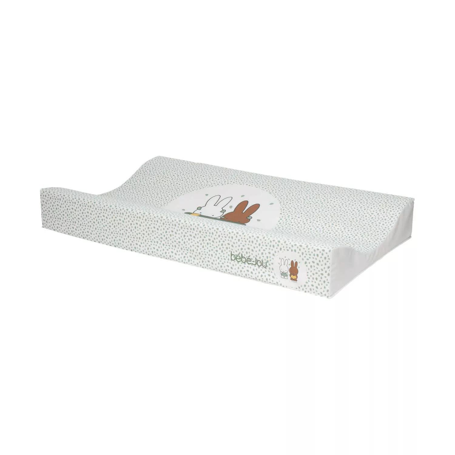 Bebe-Jou Nijntje Waskussen Bebe-Jou Nijntje Waskussen – een schattig en comfortabel aankleedkussen met een Nijntje-design, voorzien van opstaande randen en een zacht, waterafstotend oppervlak, ontworpen om je baby veilig en aangenaam te verschonen, geschikt voor gebruik op de commode.